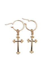 Women Gold Metal Cute Religious Fashion Jewelry Dangle Earrings Christian Cross