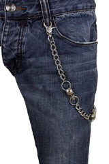 Men Women Silver Metal Link Wallet Chain KeyChain Punk Rocker Skeleton Skull Gothic