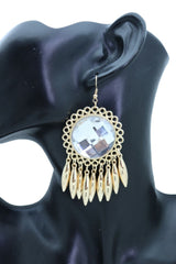 Women Earrings Set Hook Fashion Jewelry Gold Shiny Sun Flower Charm Bling Style