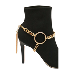 Women Gold Chain Boot Bracelet Shoe Circle Under Charm Tassel Fashion Jewelry
