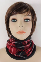 Women Scarf Turtle Neck Warmer Head Cover Outdoor Face Mask Sport Red Geometric