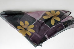 Women Mini Pocket Square Scarf Purple Lavender Flower Print Spring Summer Style