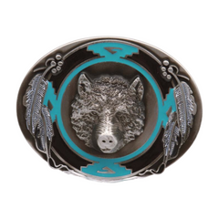 New Men Western Belt Buckle Silver Metal Bear Hunter Western Cowboy Country Side