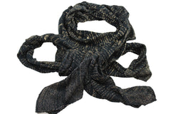 New Women Stylish Black Fabric Wrap Tie Fashion Scarf Gold Sparkling Shiny Long