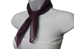 Small Classic Chic Women Neck Tie Scarf Sheer Fabric Pocket Square Dark Purple