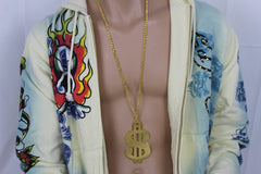New Men Women Long Necklace Fashion Huge Gold Metal American Dollar $ Money Pendant