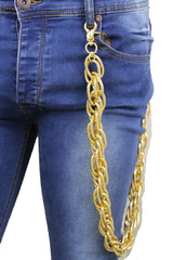 New Men Gold Metal Wallet Chain Jeans Rock Multiple Chunky Thick Links Strand Biker