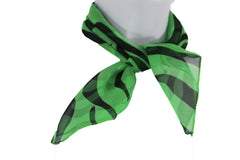 Stylish Women Fashion Green Neck Tie Scarf with Zebra Black Print