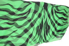Stylish Women Fashion Green Neck Tie Scarf with Zebra Black Print