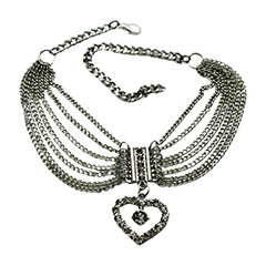 Elegant Silver Metal Chain Boot Bracelet Shoe Anklet Bling Heart Charm SET 2PCS