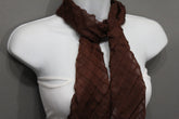 women Stylish Long Neck Tie Wrap Scarf Geometric Mosaic Plaid Brown Color