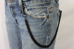 New Men Women Black Color Metal Clasp Wallet Chain Money Clasp Ring Loop Biker Jeans