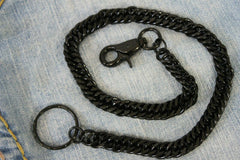 New Men Women Black Color Metal Clasp Wallet Chain Money Clasp Ring Loop Biker Jeans