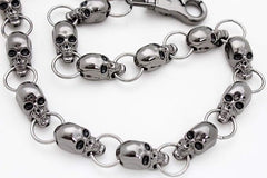 Men Wallet Chain Rocker Strong Pewter Gunmetal Skeleton Skull Bones Biker