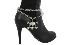 Hot Women Boot Bracelet Chain Anklet Skeleton Skull Rhinestones Hearts Shoe Charm
