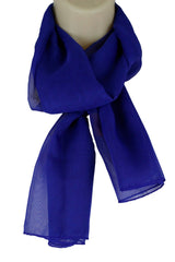 Cute Women Long Neck Mesh Fabric Geometric Royal Blue Color Scarf Wrap Sash Tie