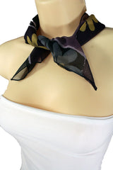 Women Mini Pocket Square Scarf Purple Lavender Flower Print Spring Summer Style