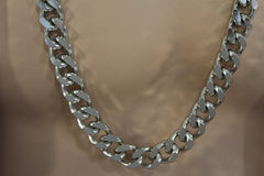 New Men Necklace Silver Metal Classic Chain Links Long Fashion Heavy Hip Hop Unisex
