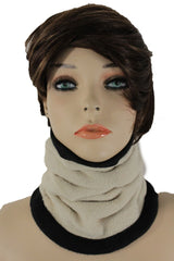 Women Scarf Turtle Neck Warmer Head Cover Outdoor Face Mask Sport Ivory Cream