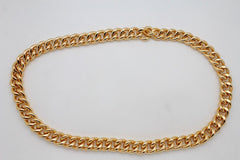 Men Long Metal Chain Chunky Thick Link Biker Fashion Jewelry Necklace Gold Plated