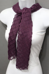 Stylish Burgundy Red Wrap Tie Scarf With Unique Geometric Mosaic Plaid