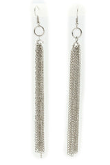 Women Silver Metal Chain Long Fringes Fashion Earrings Set Casual Look Party