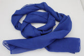 Women Long Neck Sheer Solid Fabric Geometric Blue Fashion Scarf Wrap Sash Tie