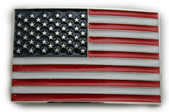 NEW Women Men Silver Metal Western Fashion Buckle 3D United States Flag USA Casual