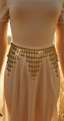 Women Gold Metal Belly Dance Ethnic Indian Bollywood Hip Belt Halloween Size M L