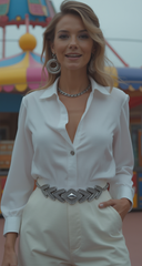 Women Belt Silver Metal Chain Arrowhead Charm Buckle Wrap Around Band Fit XS S M