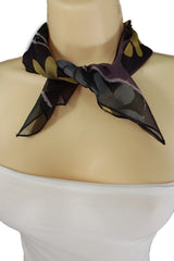 Women Mini Pocket Square Scarf Purple Lavender Flower Print Spring Summer Style