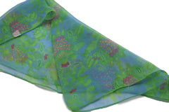 Dressy Small Neck Scarf Fabric Pocket Square Green Chic Baby Blue Pink Leaves