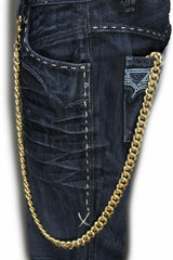 Men Women Gold Chunky Metal Long Thick Links Wallet Strong Chain Key Chain Biker