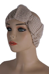Women Fashion Scarf Head Big Bow Neck Warmer Cover Head Hair Beige Ivory Winter