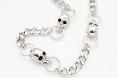 Men Women Silver Metal Link Wallet Chain KeyChain Punk Rocker Skeleton Skull Gothic