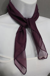 Small Classic Chic Women Neck Tie Scarf Sheer Fabric Pocket Square Dark Purple