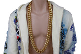Men Long Metal Chain Chunky Thick Link Biker Fashion Jewelry Necklace Gold Plated