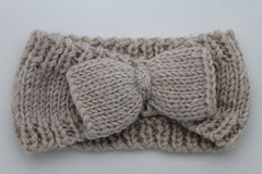 Women Fashion Scarf Head Big Bow Neck Warmer Cover Head Hair Beige Ivory Winter