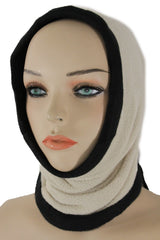 Women Scarf Turtle Neck Warmer Head Cover Outdoor Face Mask Sport Ivory Cream