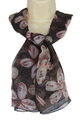 New Women Classy Fashion Long Soft Fabric Scarf Red Flowers Neck Tie Wrap Floral