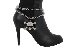 Hot Women Boot Bracelet Chain Anklet Skeleton Skull Rhinestones Hearts Shoe Charm