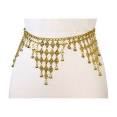 Women Gold Metal Belly Dance Ethnic Indian Bollywood Hip Belt Halloween Size M L