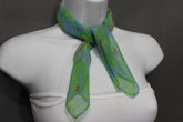 Dressy Small Neck Scarf Fabric Pocket Square Green Chic Baby Blue Pink Leaves
