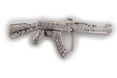 New Men Silver Metal Belt Buckle Machine Gun AK47 Hip Hop Rifle Weapon Street Hood