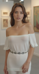 Women Silver Metal Chain Wrap Around Fashion Belt Leaf Charms Adjustable Fit S M