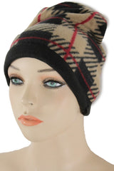 Women Scarf Turtle Neck Warmer Head Cover Outdoor Face Mask Sport Beige Squares