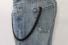 New Men Women Black Color Metal Clasp Wallet Chain Money Clasp Ring Loop Biker Jeans