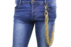 New Men Gold Metal Wallet Chain Jeans Rock Multiple Chunky Thick Links Strand Biker