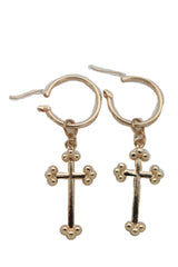 Women Gold Metal Cute Religious Fashion Jewelry Dangle Earrings Christian Cross