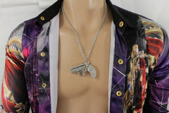 New Men Silver Metal Chain Necklace Gun Pistol Pendant Hip Hop Gangster Jewelry